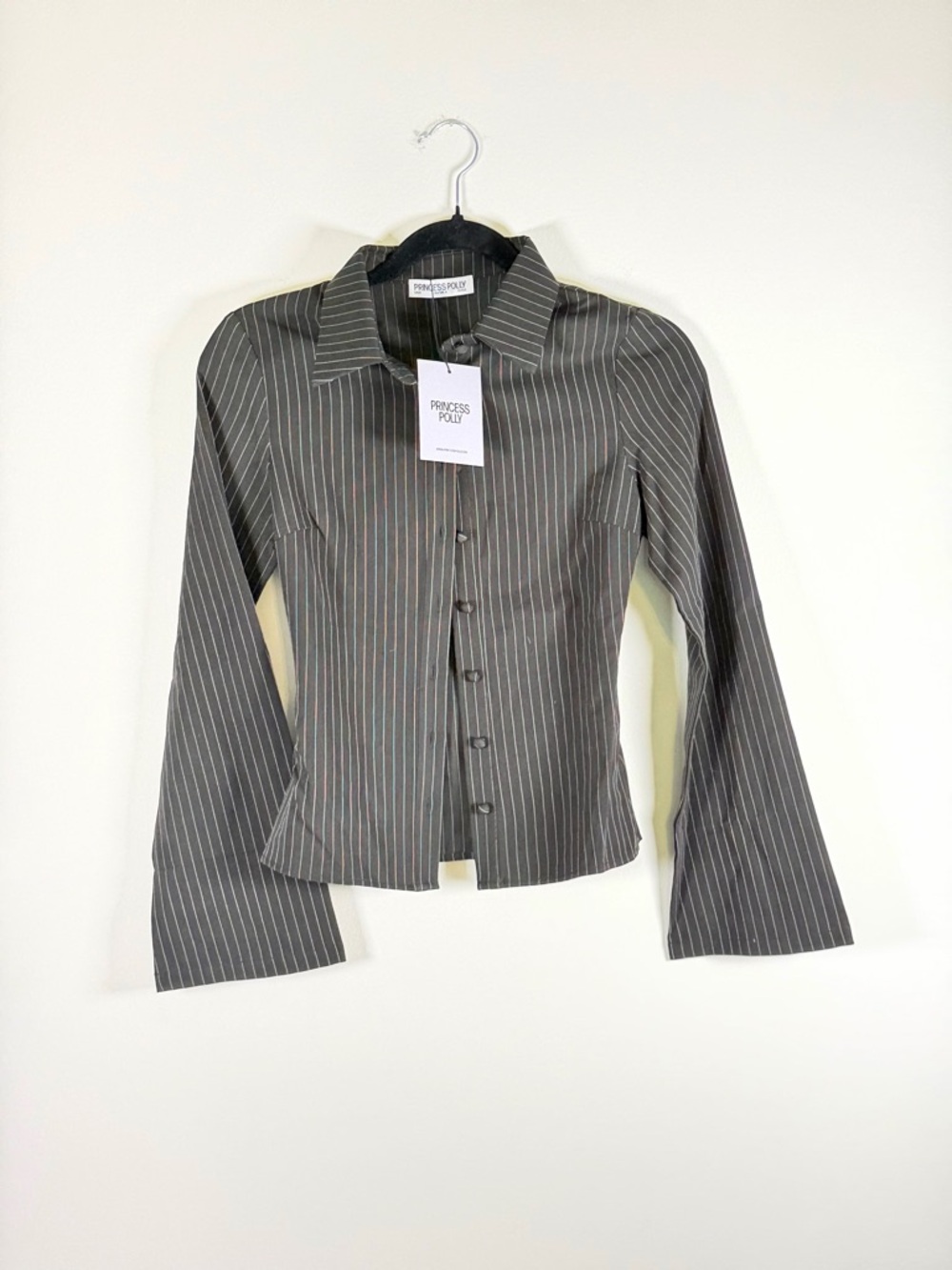 Princess Polly Black Pinstripe Button-Down Shirt
